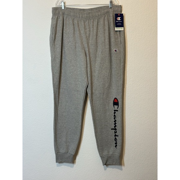 New Mens Champion Heather Gray Joggers Sz 2XL Pockets Spellout Logo  37x31 - Picture 1 of 10